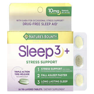 Nature's Bounty, Sleep 3 +, Auxílio ao Estresse, 56 Comprimidos em Três Camadas