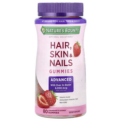 Nature's Bounty, Premium Hair, Skin & Nail Care Gummies, Strawberry Flavor, 80 Gummies