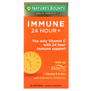 Nature's Bounty, Immune 24 Hour+, Unterstützung für das Immunsystem über 24 Stunden, 1.000 mg, 50 Weichkapseln (500 mg pro Weichkapsel)