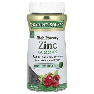 Nature's Bounty, Zinc Gummies, Extra Strength, Mixed Berry Flavor, 30 mg, 70 gummies (15 mg each gummy)