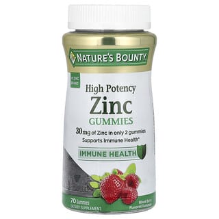 Nature's Bounty, Gomitas de zinc, Alta potencia, Bayas mixtas, 30 mg, 70 gomitas (15 mg por gomita)