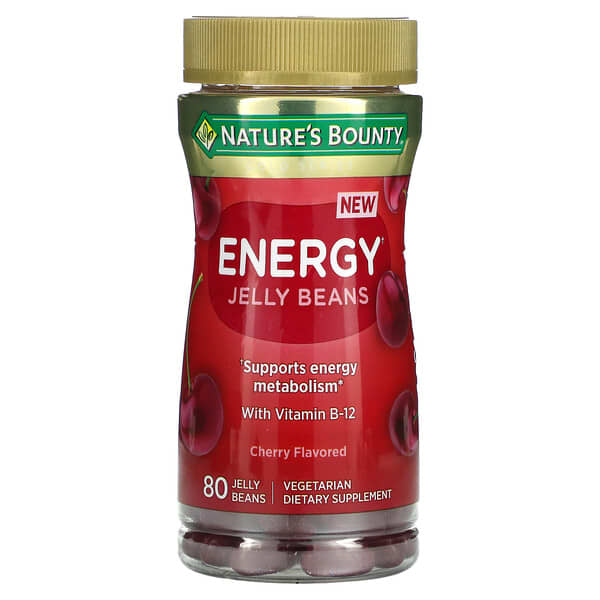 Nature's Bounty, Energy Jelly Beans, With Vitamin B12, Cherry, 80
