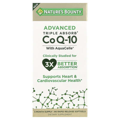 Nature's Bounty, Advanced Triple Absorb CoQ-10, 90 Rapid Release Softgels (100 mg per Softgel)