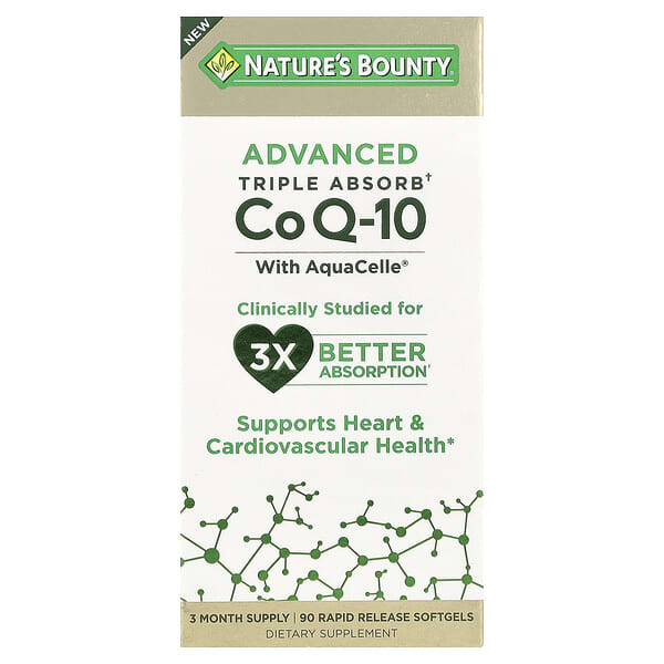 Nature's Bounty Advanced Triple Absorb CoQ-10, 90 Rapid Release Softgels (100 mg per Softgel)