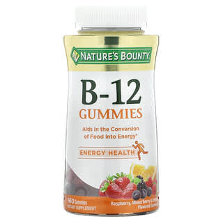 Nature's Bounty, Жевательные таблетки B-12, малина, ягодное ассорти и апельсин, 160 жевательных таблеток