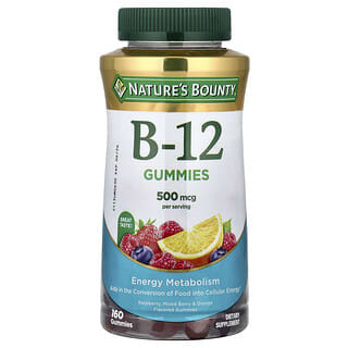 Nature's Bounty, B-12 Gummies, Raspberry, Mixed Berry & Orange, 500 mcg, 160 Gummies (250 mcg per Gummy)