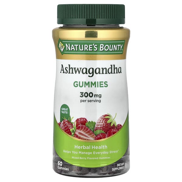 Nature's Bounty, 아슈와간다 구미젤리, 혼합 베리 맛, 구미젤리 60개(구미젤리 1개당 150mg)