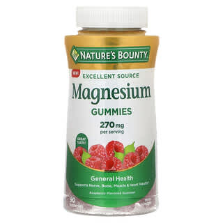 Nature's Bounty, жевательные мармеладки с магнием, со вкусом малины, 270 мг, 90 жевательных мармеладок (90 мг в 1 жевательной таблетке)