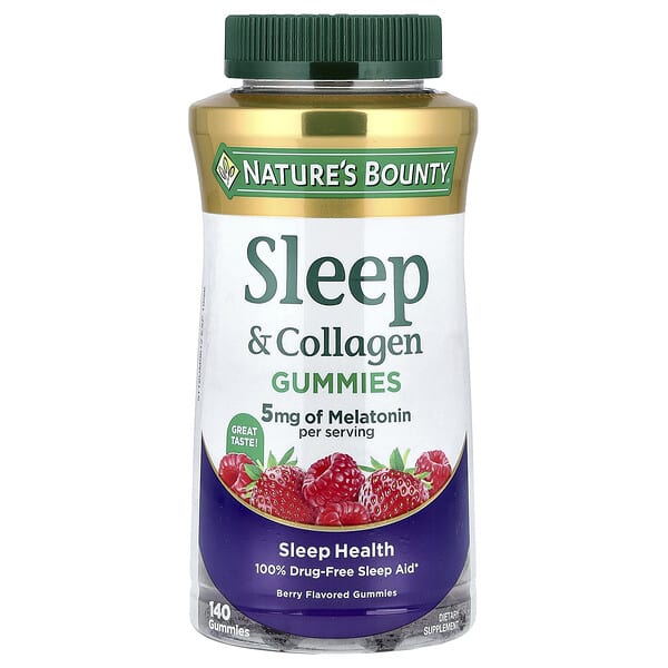 Nature's Bounty, 睡眠與膠原蛋白軟糖，漿果味，5 毫克，140 粒軟糖（每粒軟糖 2.5 毫克）