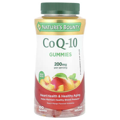 Nature's Bounty, CoQ10 Gummies, Peach Mango Flavor, 200 mg, 100 Gummies (100 mg each gummy)