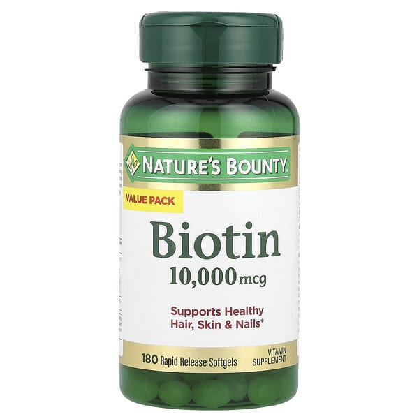 Nature's Bounty, 비오틴, 10,000mcg, 속방형 소프트젤 180정