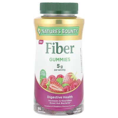 Nature's Bounty, Fibre Gummies, Strawberry & Raspberry, 90 Gummies