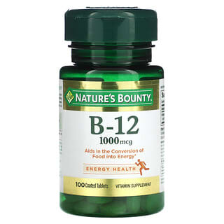 Nature's Bounty, Vitamina B-12, 1.000 mcg, 100 comprimidos revestidos