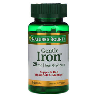 Nature's Bounty, Gentle Iron, железо, 28 мг, 90 капсул