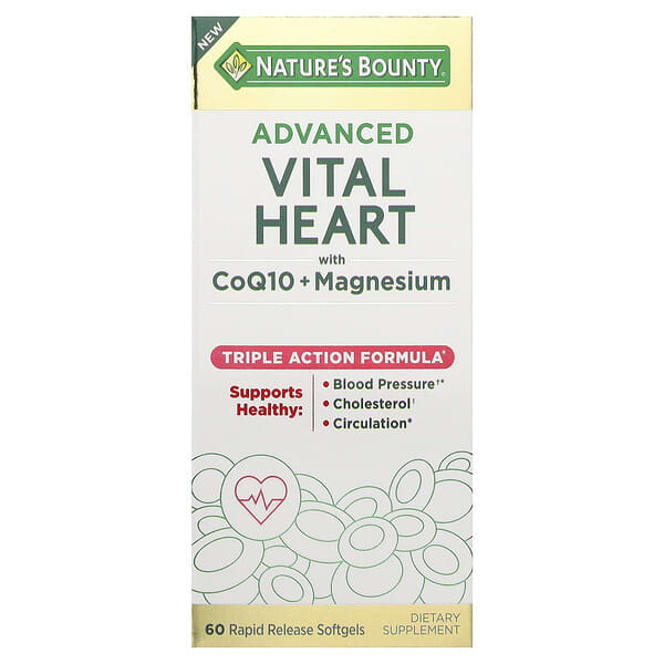 Nature's Bounty, Advanced Vital Heart，含輔酶 Q10 + 鎂，60 粒速釋軟膠囊