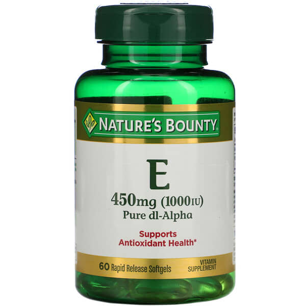 Nature's Bounty, Vitamin E, Pure DlAlpha, 450 mg (1,000 IU), 60 Rapid