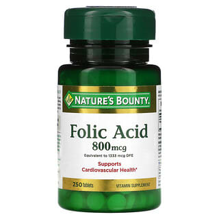Nature's Bounty, Folic Acid, 800 mcg, 250 Tablets