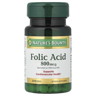 Nature's Bounty, 葉酸，800微克，250片