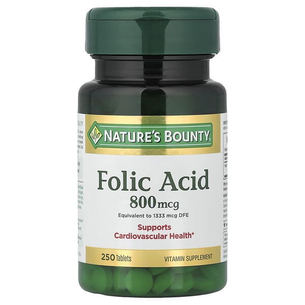 Nature's Bounty, 엽산, 800 mcg, 250정