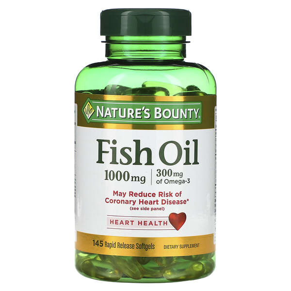 Nature's Bounty, рыбий жир, 1000 мг, 145 мягких таблеток быстрого высвобождения