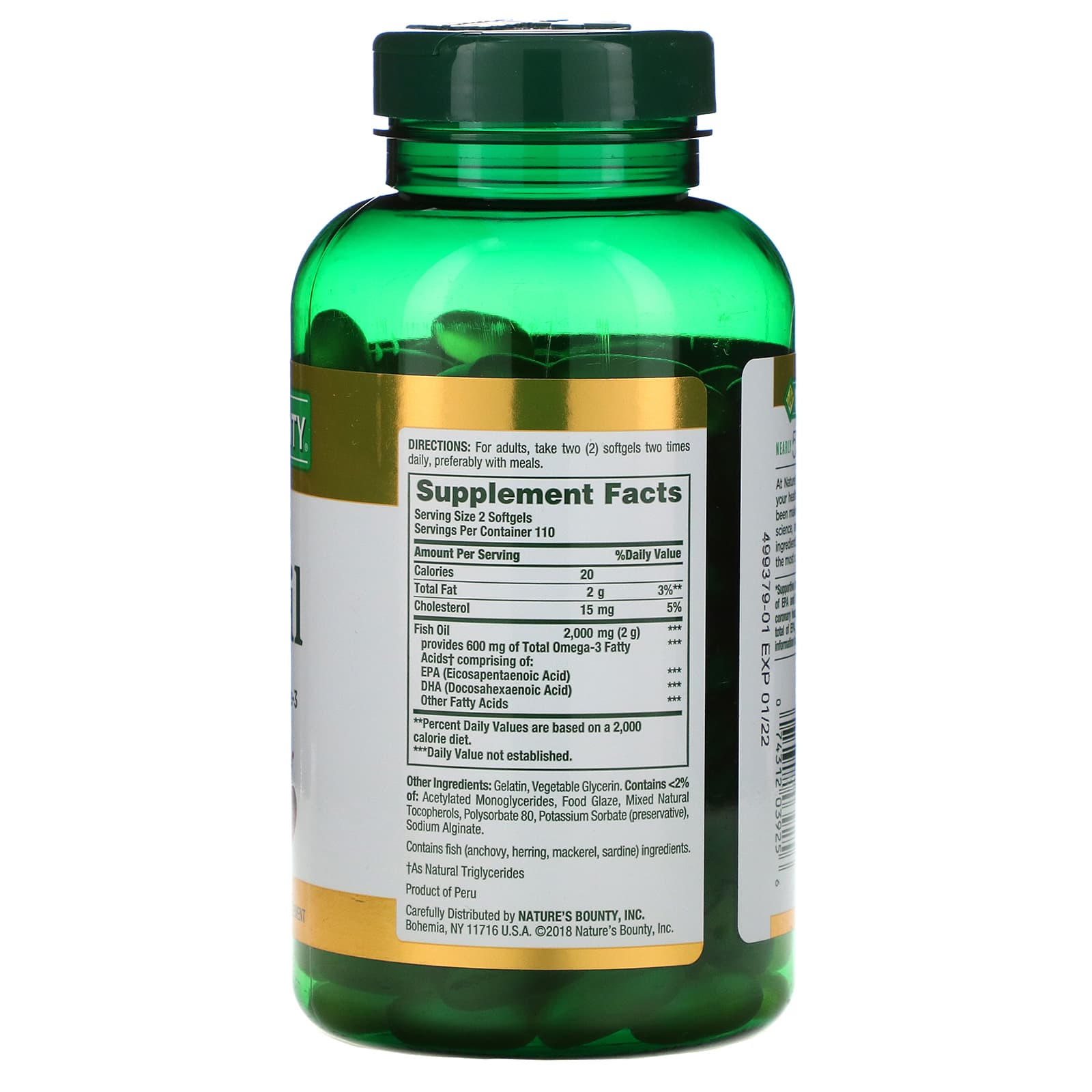 Nature's Bounty, Fish Oil, 1,000 mg, 220 Coated Softgels