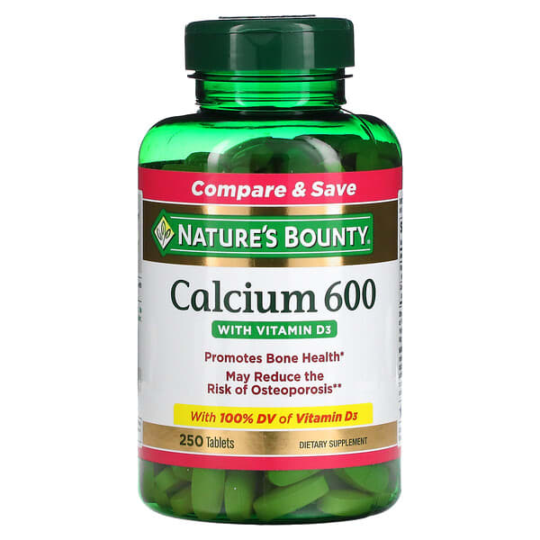 Nature's Bounty, 칼슘 600 비타민 D3 포함, 250정 알약