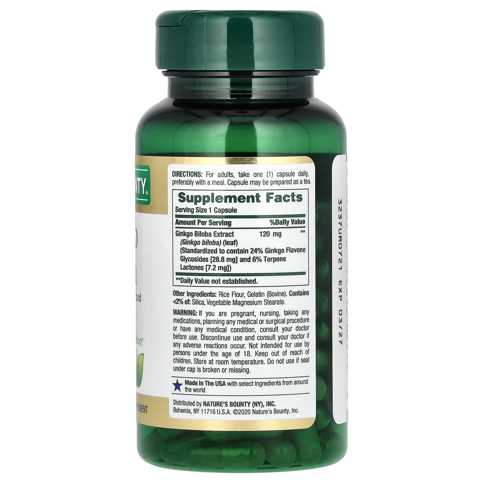 Nature's Bounty, Ginkgo Biloba, 120 Mg, 100 Capsules