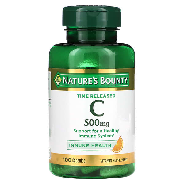 Nature's Bounty‏, "ויטמין C בשחרור מושהה, 500 מ""ג, 100 כמוסות."