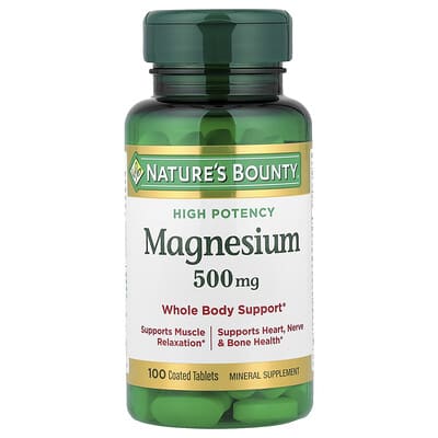 Nature's Bounty, Magnesium, Extra Strength, 500 mg, 100 Coated Tablets