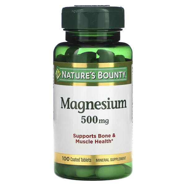 Nature's Bounty, Magnesium, 500 mg, 100 Comprimidos Revestidos