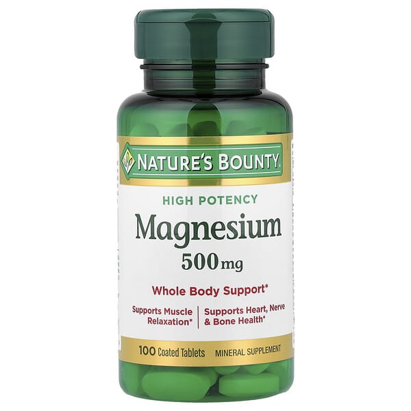 Magnesium, High Potency, 500 mg, 100 Coated Tablets