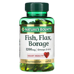 Nature's Bounty, Рыба, лён, бурачник, 1200 мг, 72 быстро высвобождающиеся мягкие капсулы (Товар снят с продажи) 