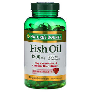 Nature's Bounty, Рыбий жир, 1200 мг, 200 мягких таблеток быстрого высвобождения