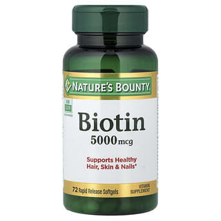 Nature's Bounty, Biotine, 5000 µg, 72 capsules à libération rapide