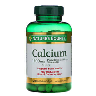 Nature's Bounty, Vitamina D3 de Cálcio Plus, 600 mg, 120 Cápsulas Softgel de Liberação Rápida