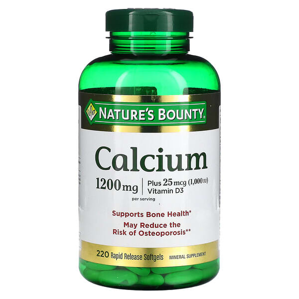 Nature's Bounty, Calcium Plus Vitamin D3, 600 mg, 220 Weichkapseln mit schneller Freisetzung