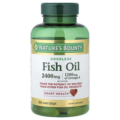 Nature's Bounty, Unscented Fish Oil, 90 Coated Softgels (1200 mg per softgel)