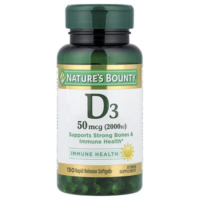 Nature's Bounty, D3, 50 mcg (2000 IU), 150 Immediate-Release Softgels