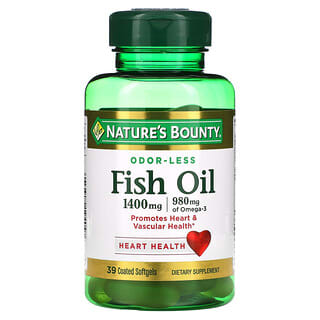 Nature's Bounty, рыбий жир, без запаха, 1400 мг, 39 капсул, покрытых кишечнорастворимой оболочкой