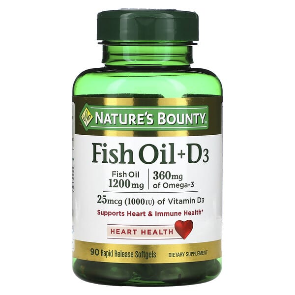 Nature's Bounty, 鱼油 + 维生素 D3，90 粒快速释放软胶囊