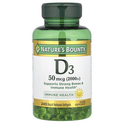 Nature's Bounty, D3, 50 mcg (2000 IU), 240 Immediate-Release Softgels