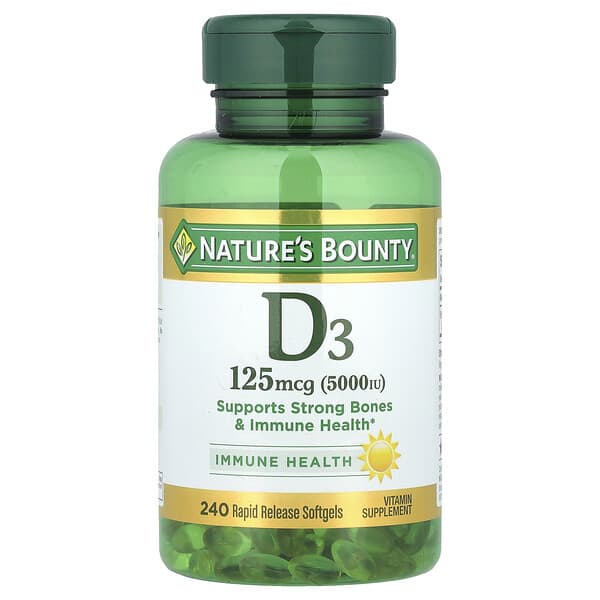 Vitamin D3, 125 mcg (5000 IU), 240 Rapid Release Softgels