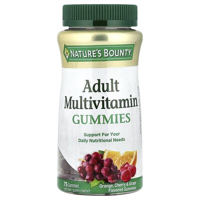 Nature's Bounty, Gummy Multivitamins for Adults, Orange, Cherry, and Grape Flavors, 75 Gummies