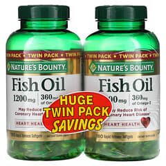 Nature's Bounty, Fish Oil, Twin Pack, 1,200 mg, 180 Rapid Release Softgels Each