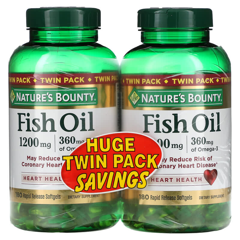  Nature's Bounty Fish Oil, Supports Heart Health, 1200 Mg, Rapid  Release Softgels, 200 Ct : Health & Household