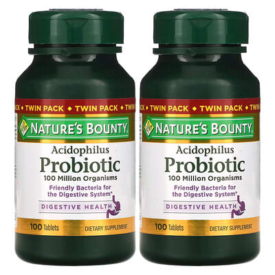 Nature's Bounty, Acidophilus Probiotic, Twin Pack, 100 Tablets Each (0.5 mg per Tablet)