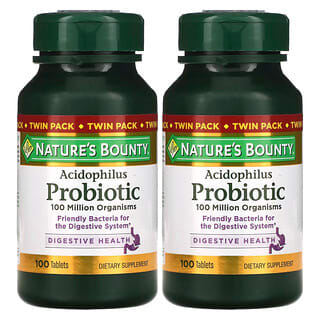 Nature's Bounty, Probiótico Acidophilus, Pacote duplo, 100 tabletes cada