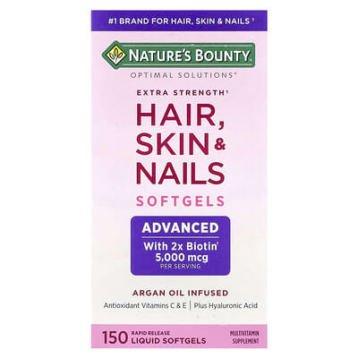 Nature's Bounty, Optimal Solutions®, Hair, Skin & Nail Help Formula, Extra Strength, 150 Instant-Release Liquid Softgels