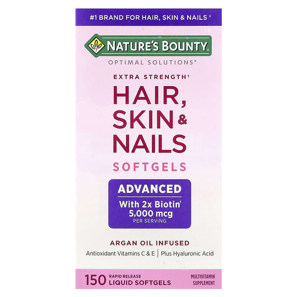 Nature's Bounty, Optimal Solutions®, Hair, Skin & Nails, Extra Strength , 150 Rapid Release Liquid Softgels