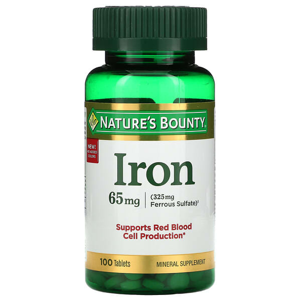 Nature's Bounty, Ferro, 65 mg, 100 Comprimidos